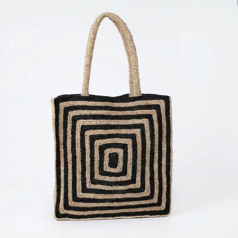 Travel Accessories Luxury - Striped raffia woven straw bag luxury