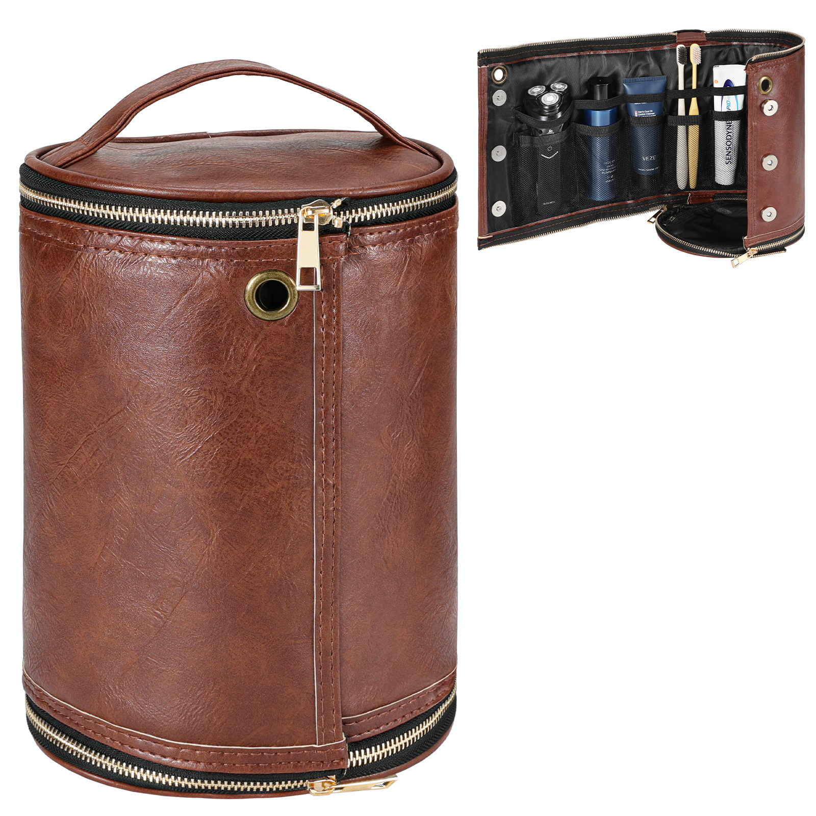 Travel Accessories Pouch For Men - Leather Toiletry Bag for Men Water-resistant