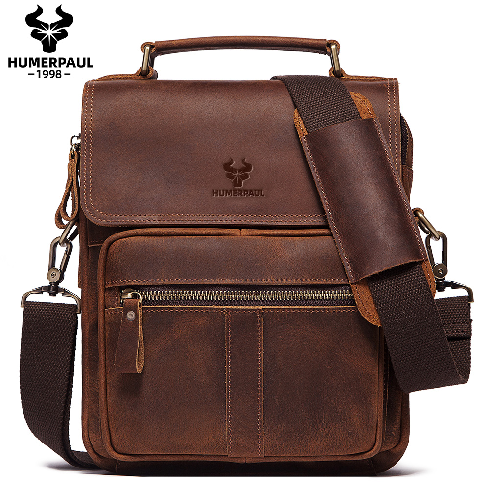 Travel Accessories Luxury - HUMERPAUL Genuine Leather Men's Shoulder Bag