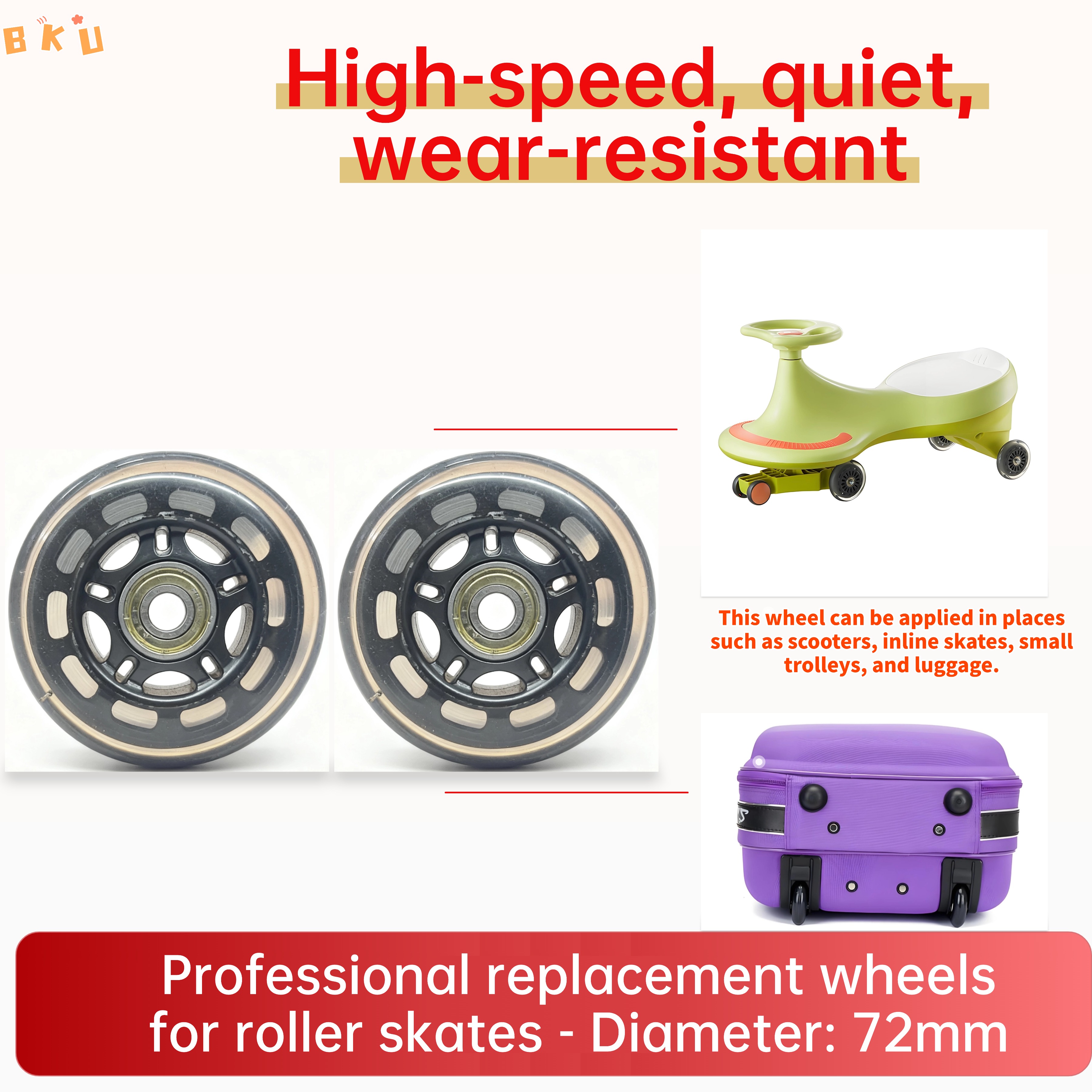2 Pcs 72mm PU Wheels, High-Spe - Luggage Wheel Replacement incelemesi ve fiyatı