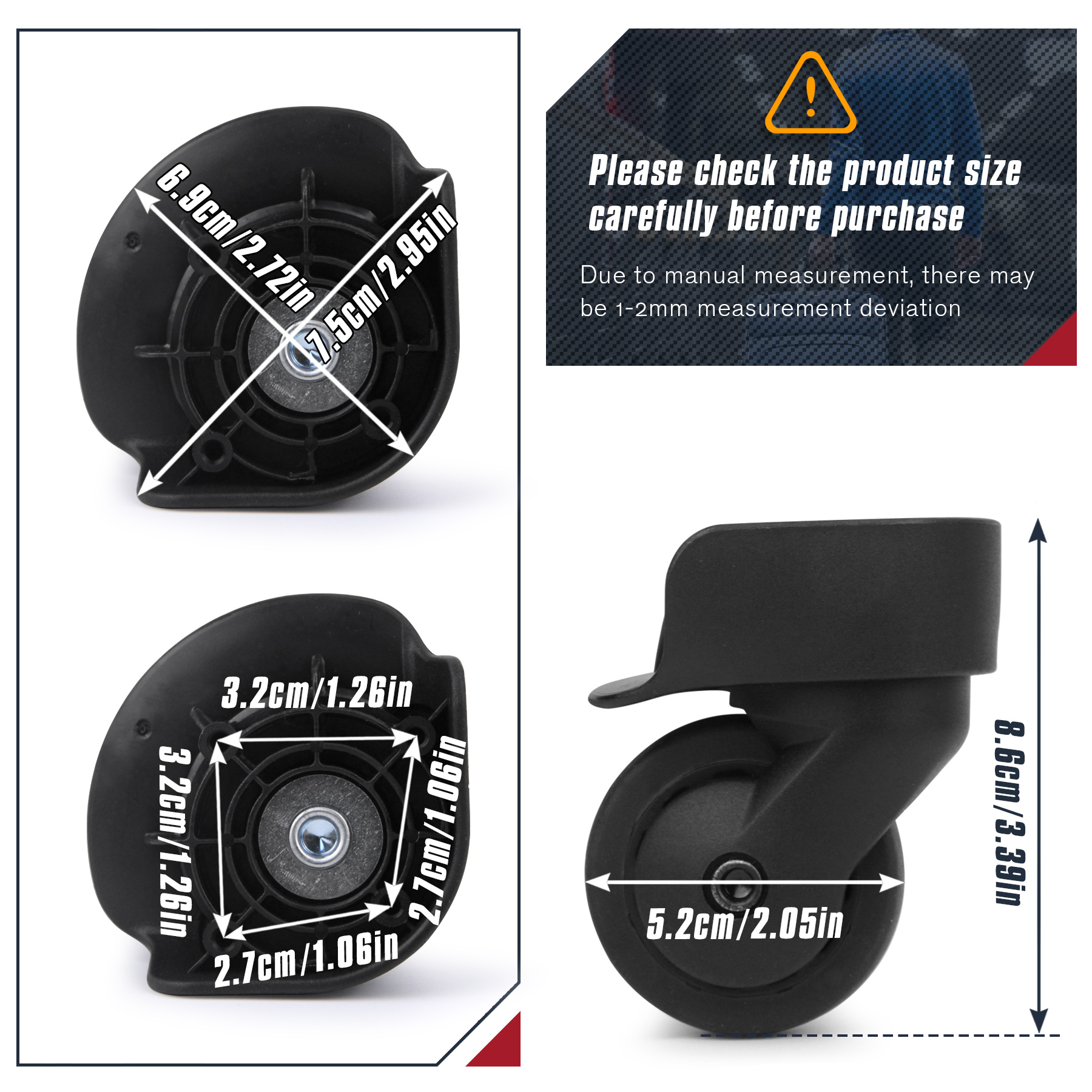 1Pair Black Luggage Wheels Wea - Luggage Wheel Replacement incelemesi ve fiyatı