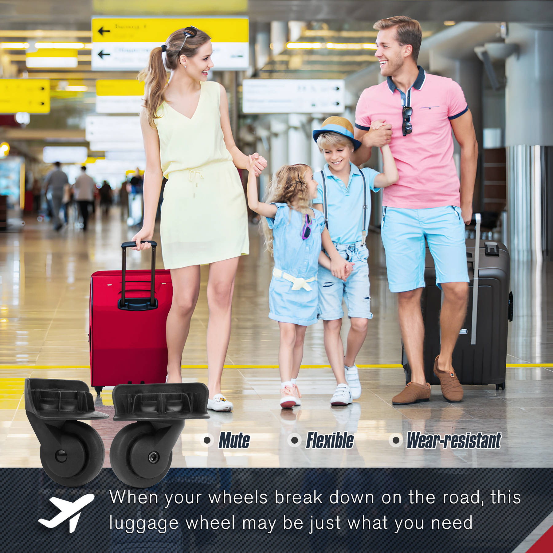 1Pair Black Luggage Wheels Wea - Luggage Wheel Replacement incelemesi ve fiyatı