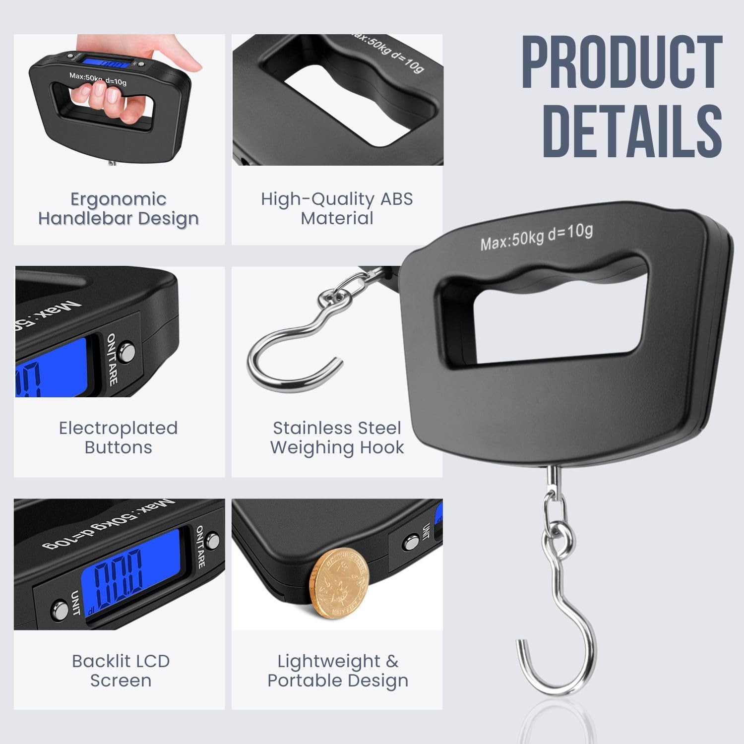 50kg Portable Handheld Digital - Luggage Scale Hanging incelemesi ve fiyatı