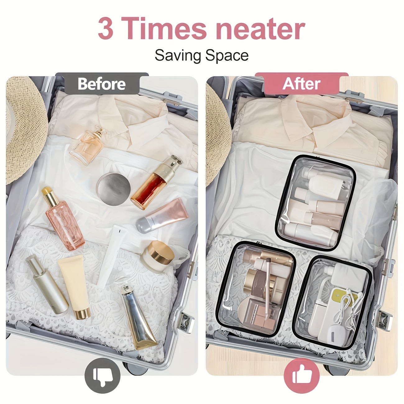 1pc Clear Makeup Bag Transpare - Toiletry Bag Tsa incelemesi ve fiyatı