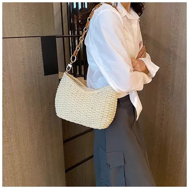 Straw Woven Shoulder Bag for W - Travel Accessories Luxury incelemesi ve fiyatı