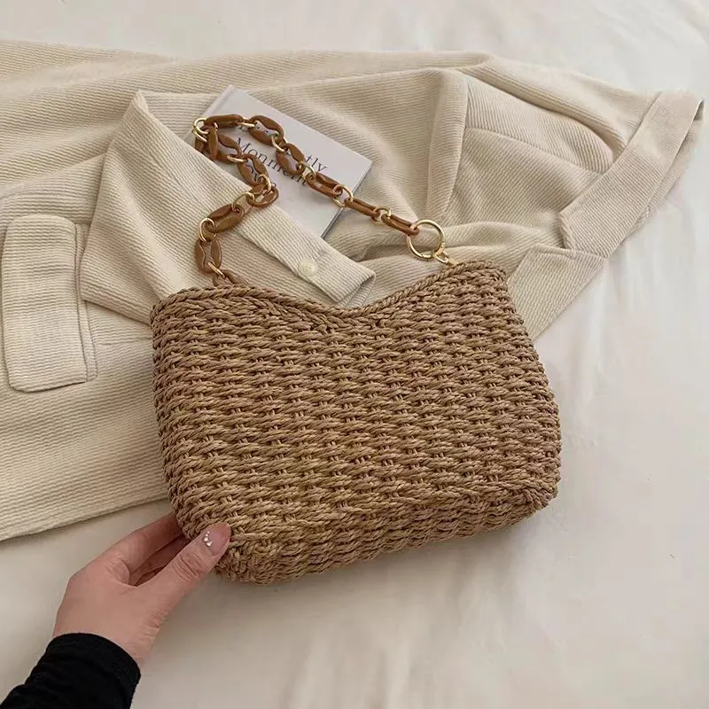 Straw Woven Shoulder Bag for W - Travel Accessories Luxury incelemesi ve fiyatı