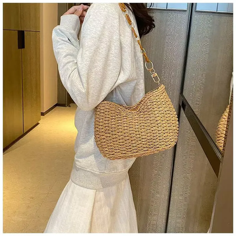 Straw Woven Shoulder Bag for W - Travel Accessories Luxury incelemesi ve fiyatı