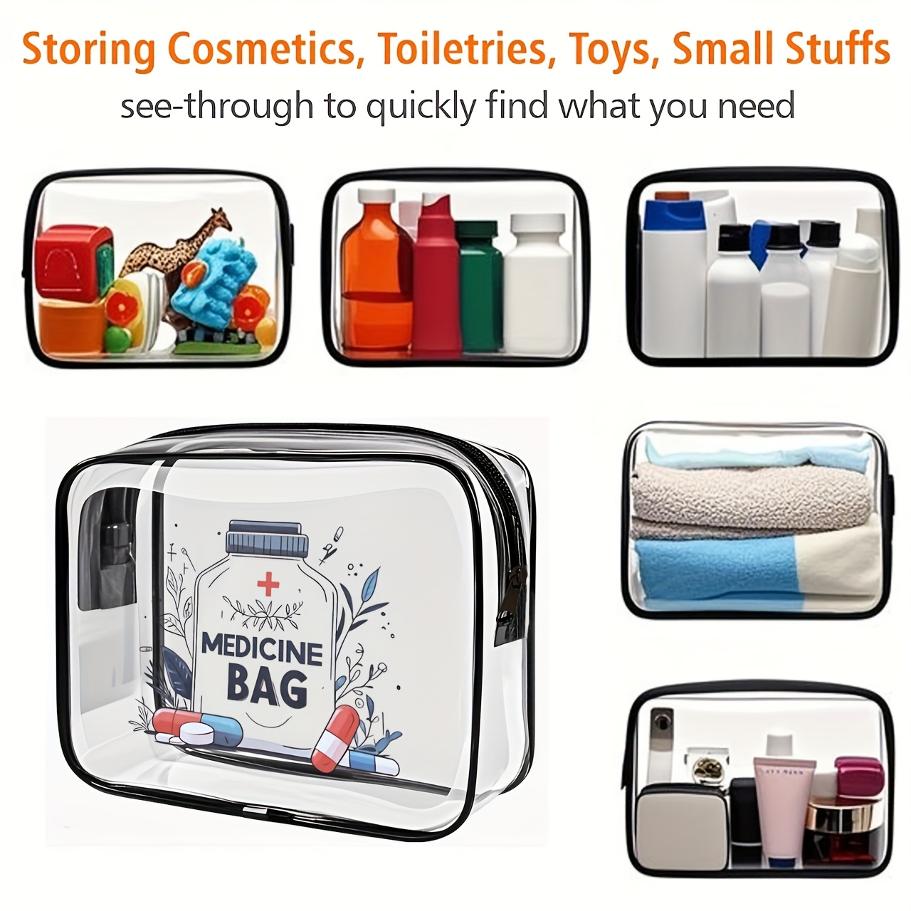 1pc Clear Makeup Bag Transpare - Toiletry Bag Tsa incelemesi ve fiyatı